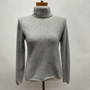 Geneva Women's Pull-over Turtleneck Sweater Petite Light Gray 100% Cashmere LS
